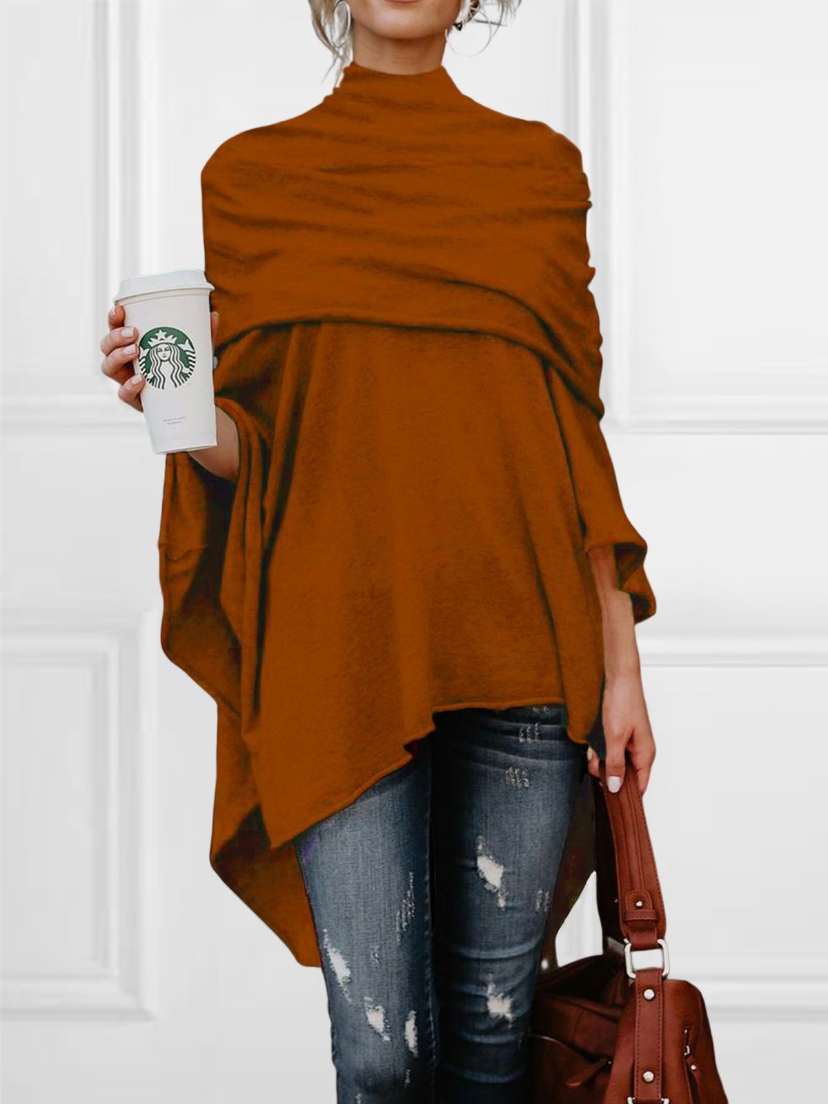 Urban Plain Loosen Turtleneck Blouse