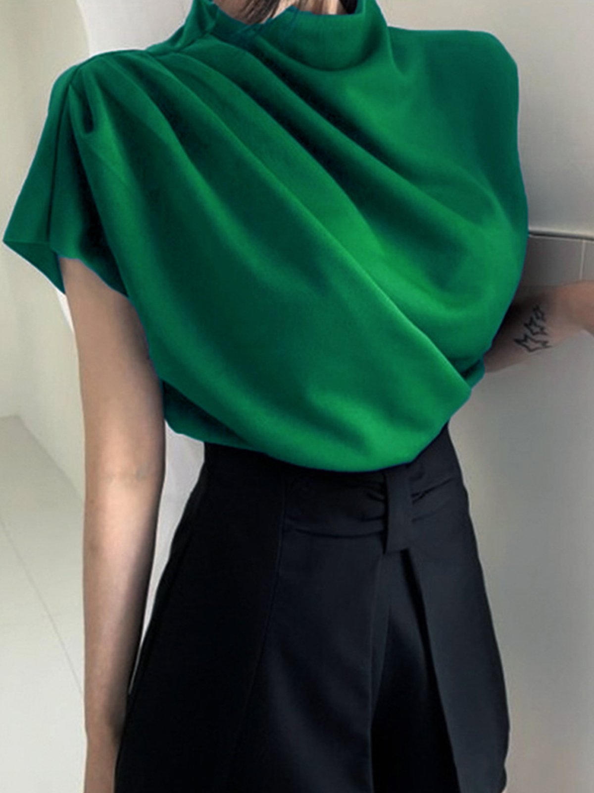 White Daily Plain Simple Short Sleeve Top