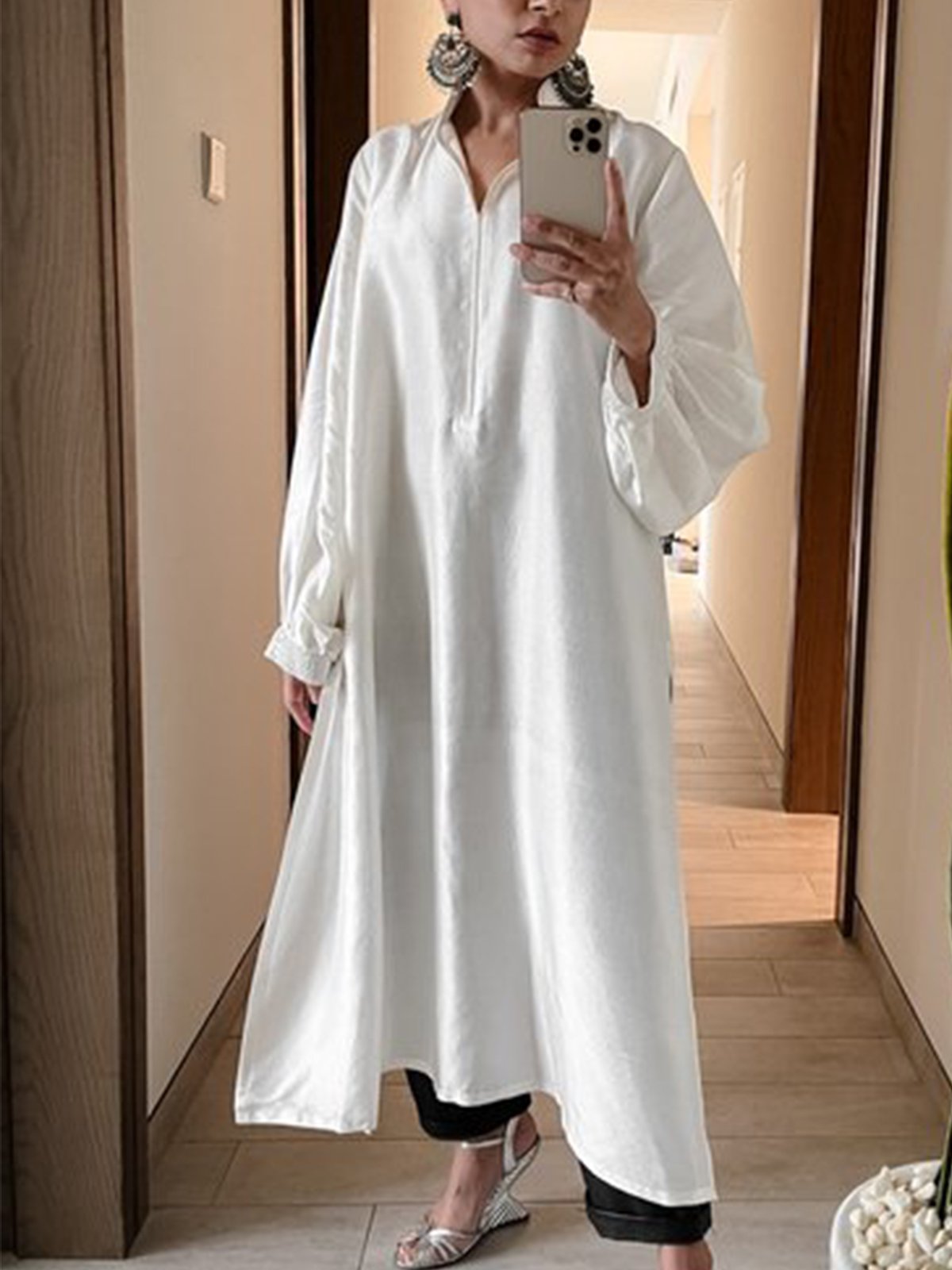 2023 Fashion week loose Plain Shirt Collar Elegant Dress