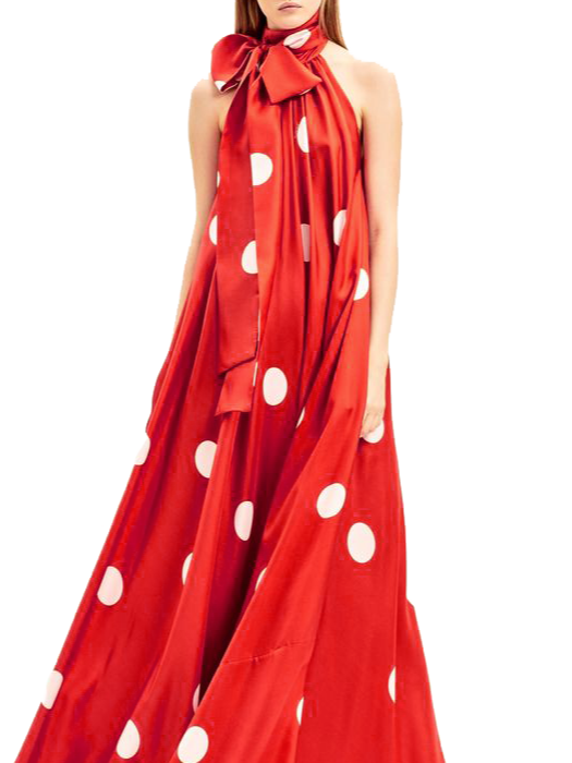 Party Polka Dots Halter Elegant Dress