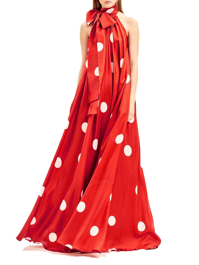 Party Polka Dots Halter Elegant Dress