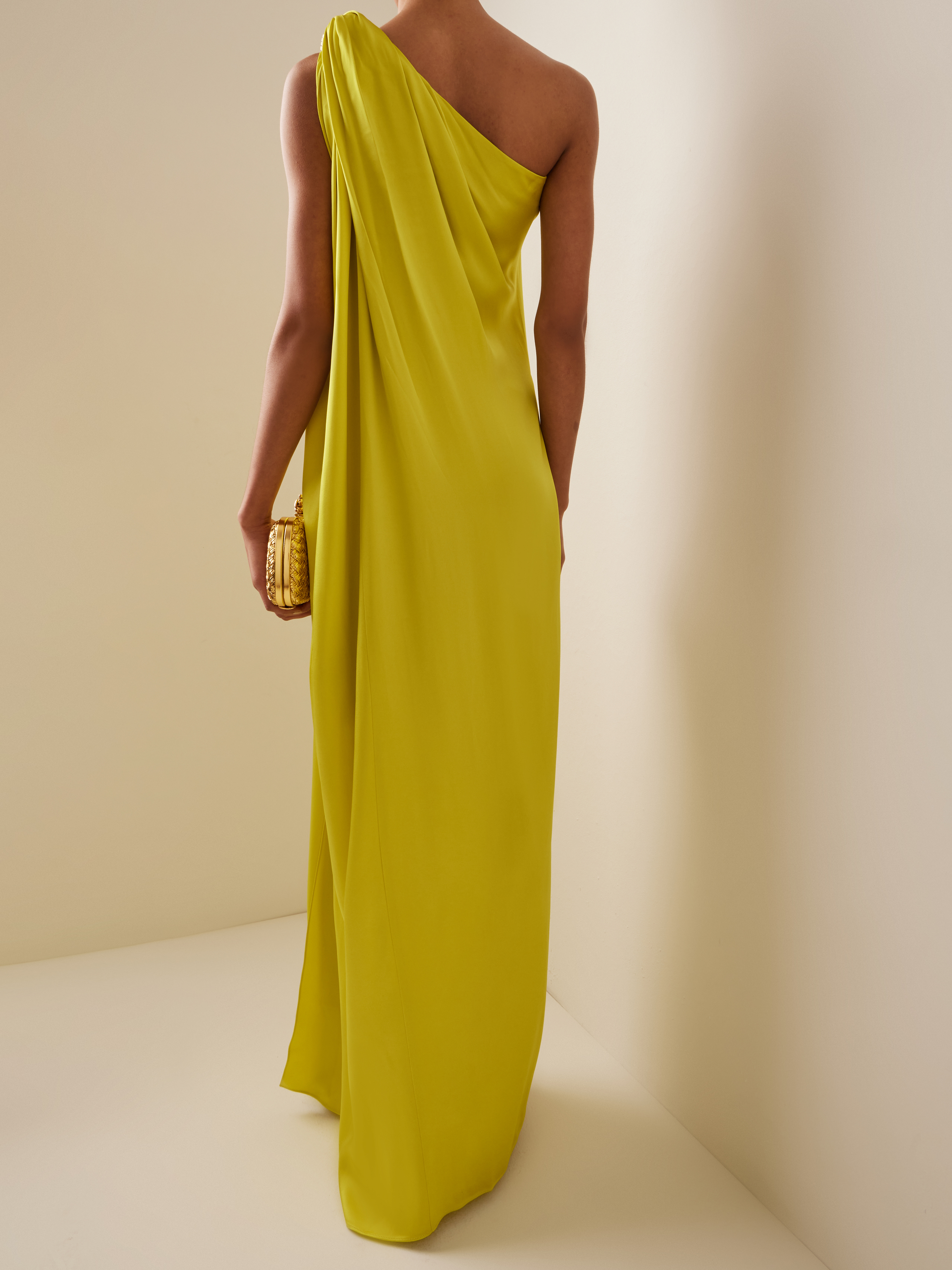 Satin One-Shoulder Maxi Dress