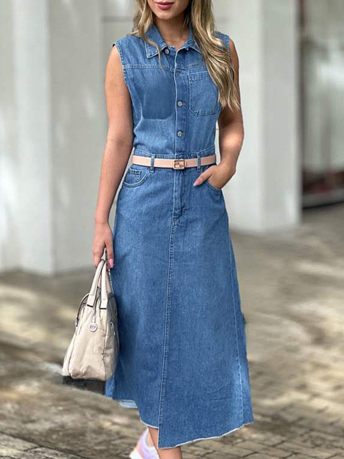 Plain Regular Fit Denim Casual Denim Dress