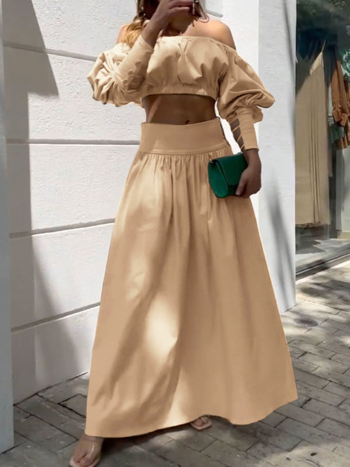 Cold Shoulder Urban Loose Plain Shirt