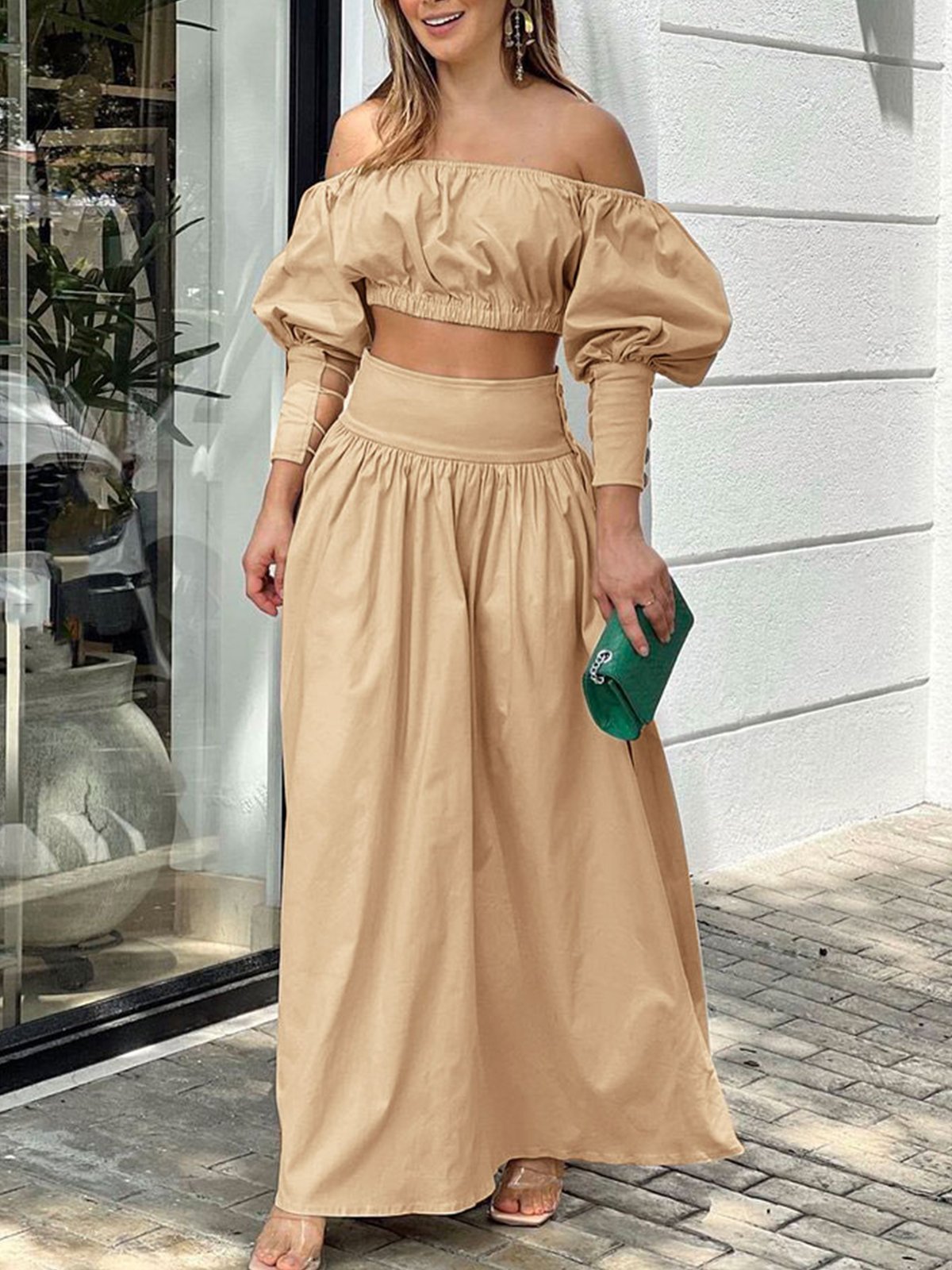 Cold Shoulder Urban Loose Plain Shirt