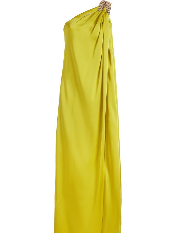 Satin One-Shoulder Maxi Dress