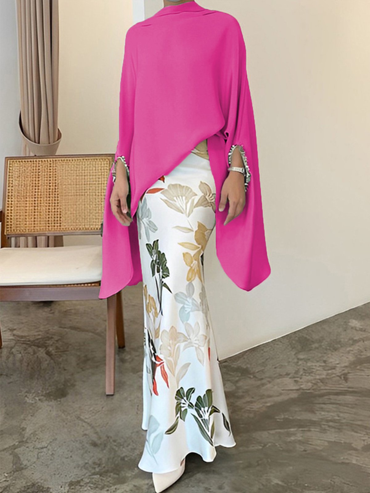 Elegant Long Sleeve  Simple Plain Loose Shirt