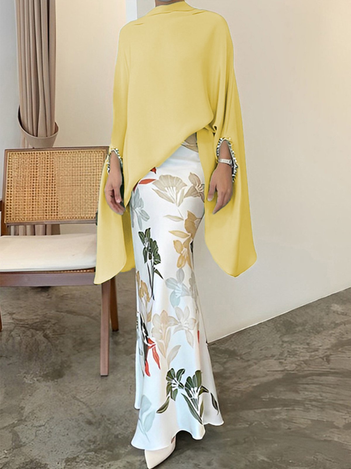Elegant Long Sleeve  Simple Plain Loose Shirt