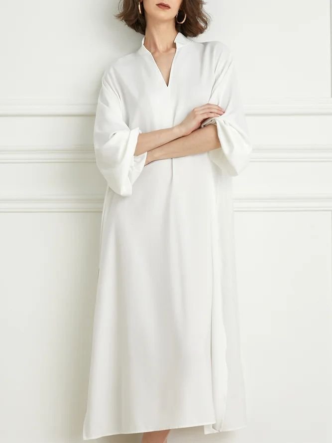 2023 Fashion week loose Plain Shirt Collar Elegant Dress