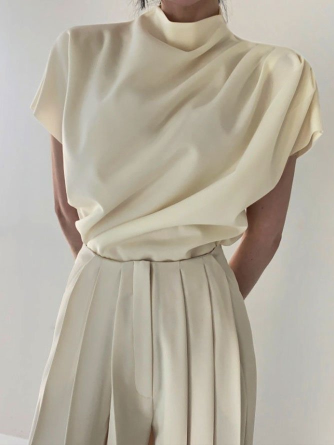 White Daily Plain Simple Short Sleeve Top