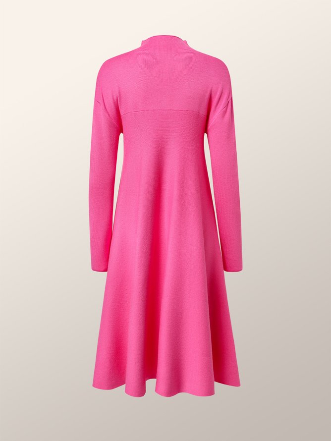 Elegant Loose Half Turtleneck Plain Dress