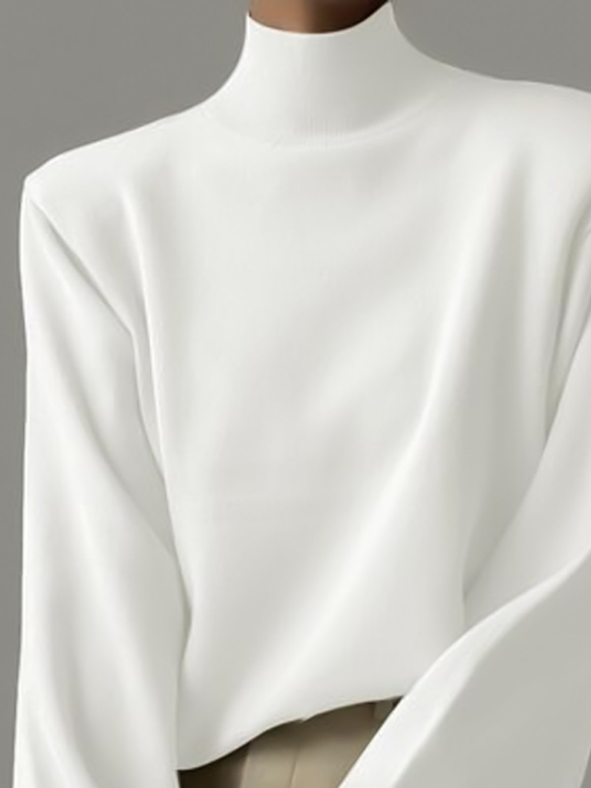 Half Turtleneck Yarn/Wool Yarn Plain Urban Sweater