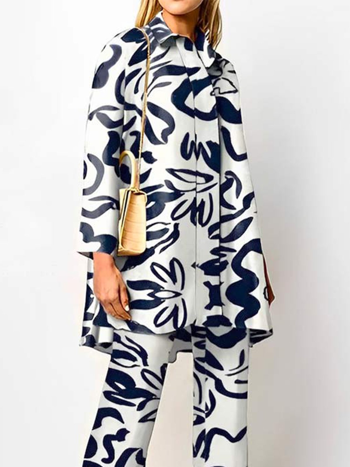 Shirt Collar Loose Elegant Abstract Blouse