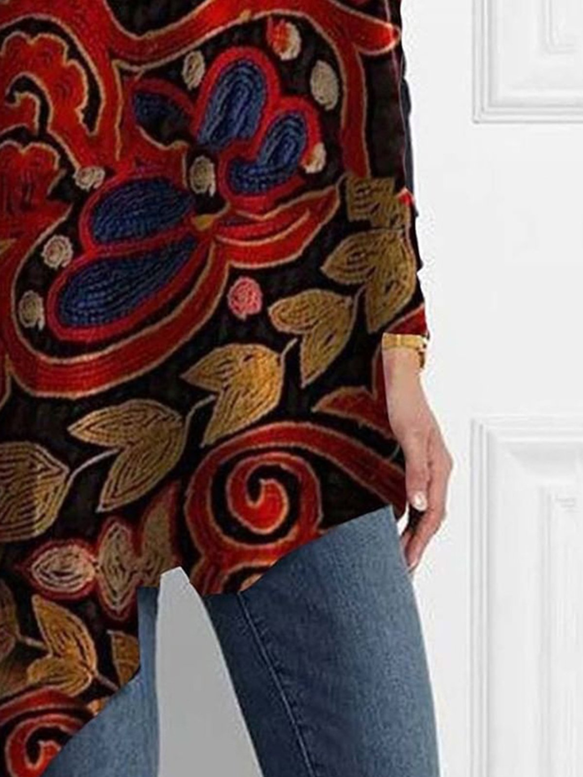 Boat Neck Urban Abstract Loose Shirt