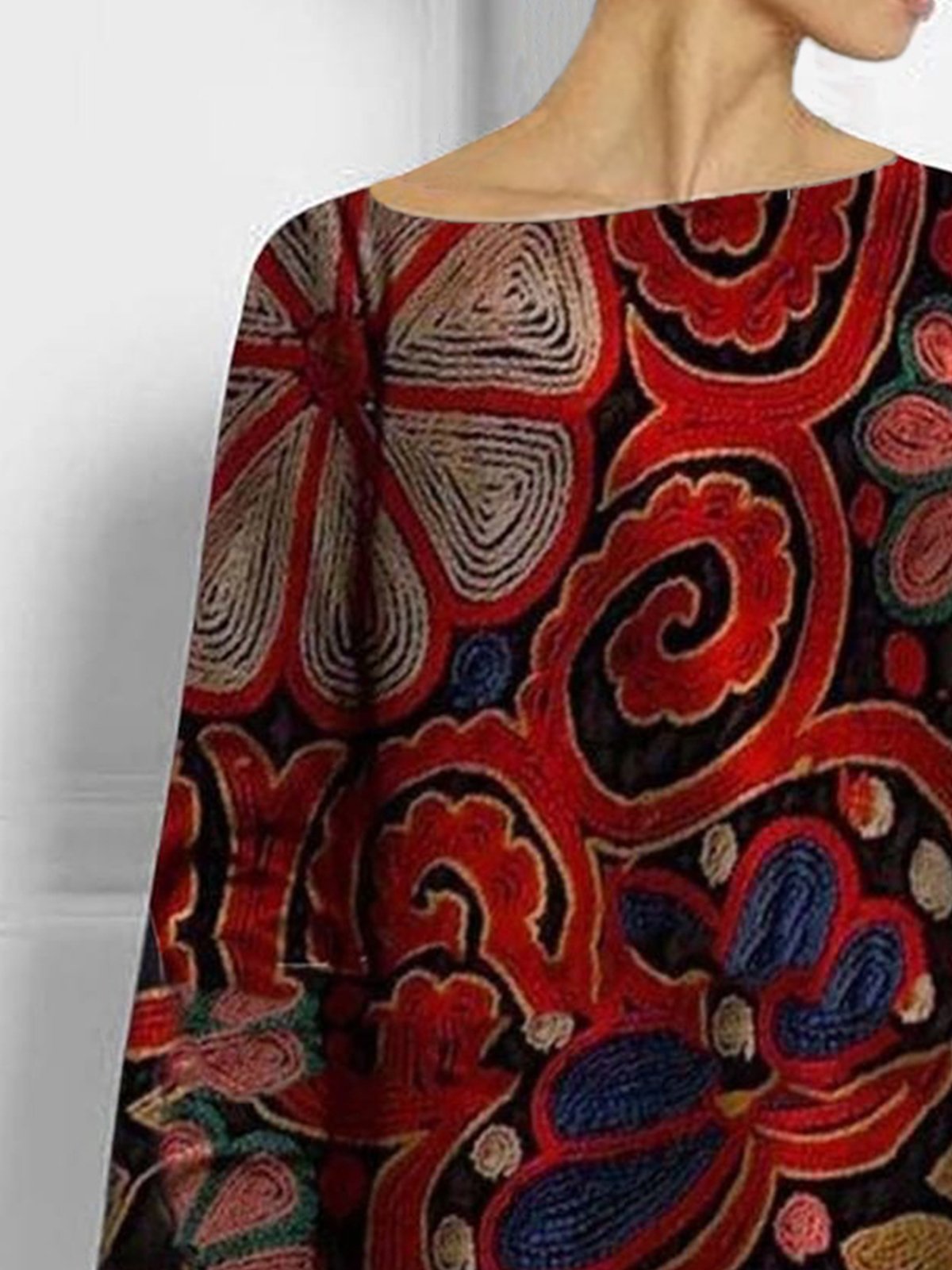 Boat Neck Urban Abstract Loose Shirt