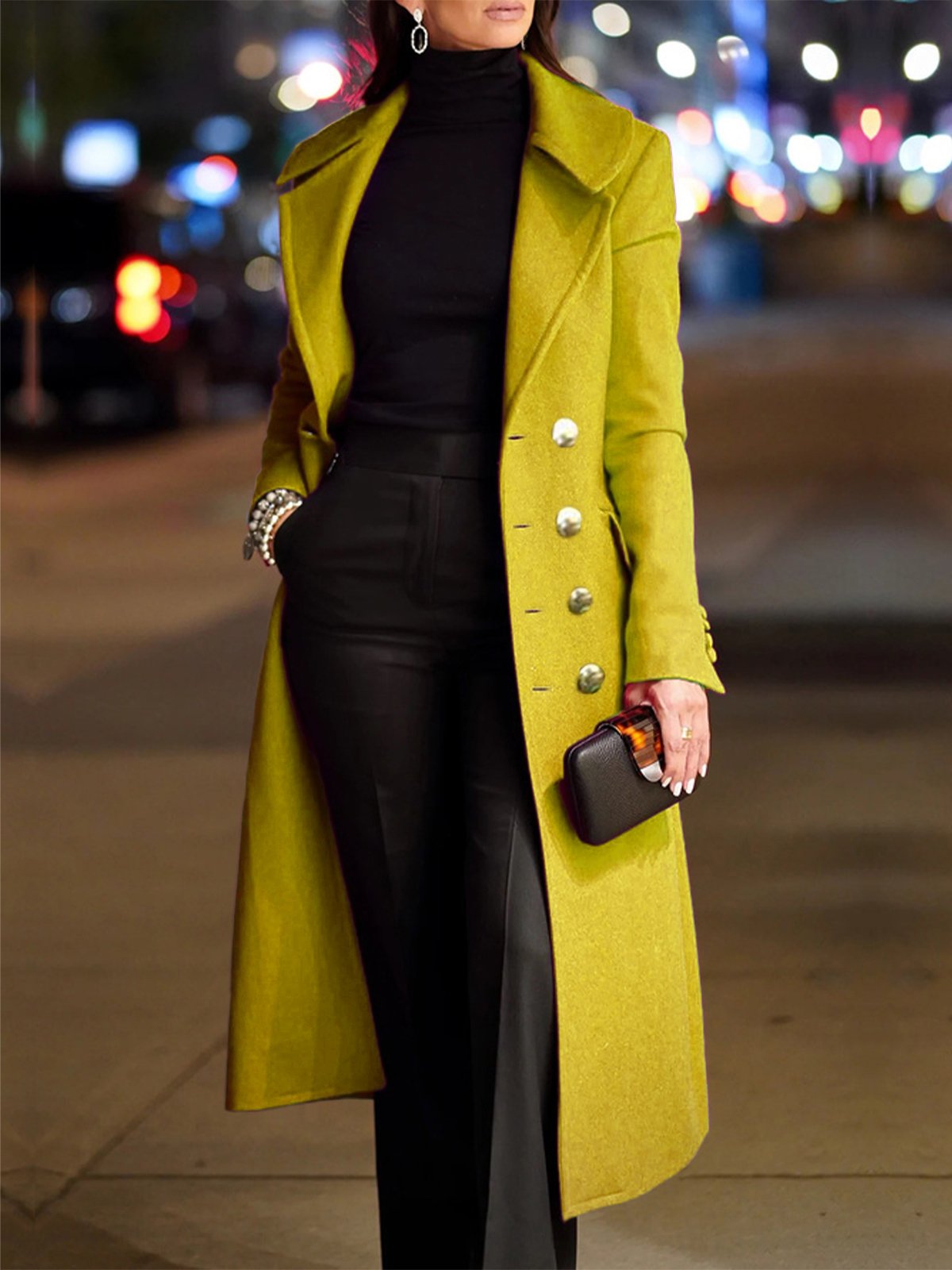 Elegant Lapel Collar Regular Fit Coat