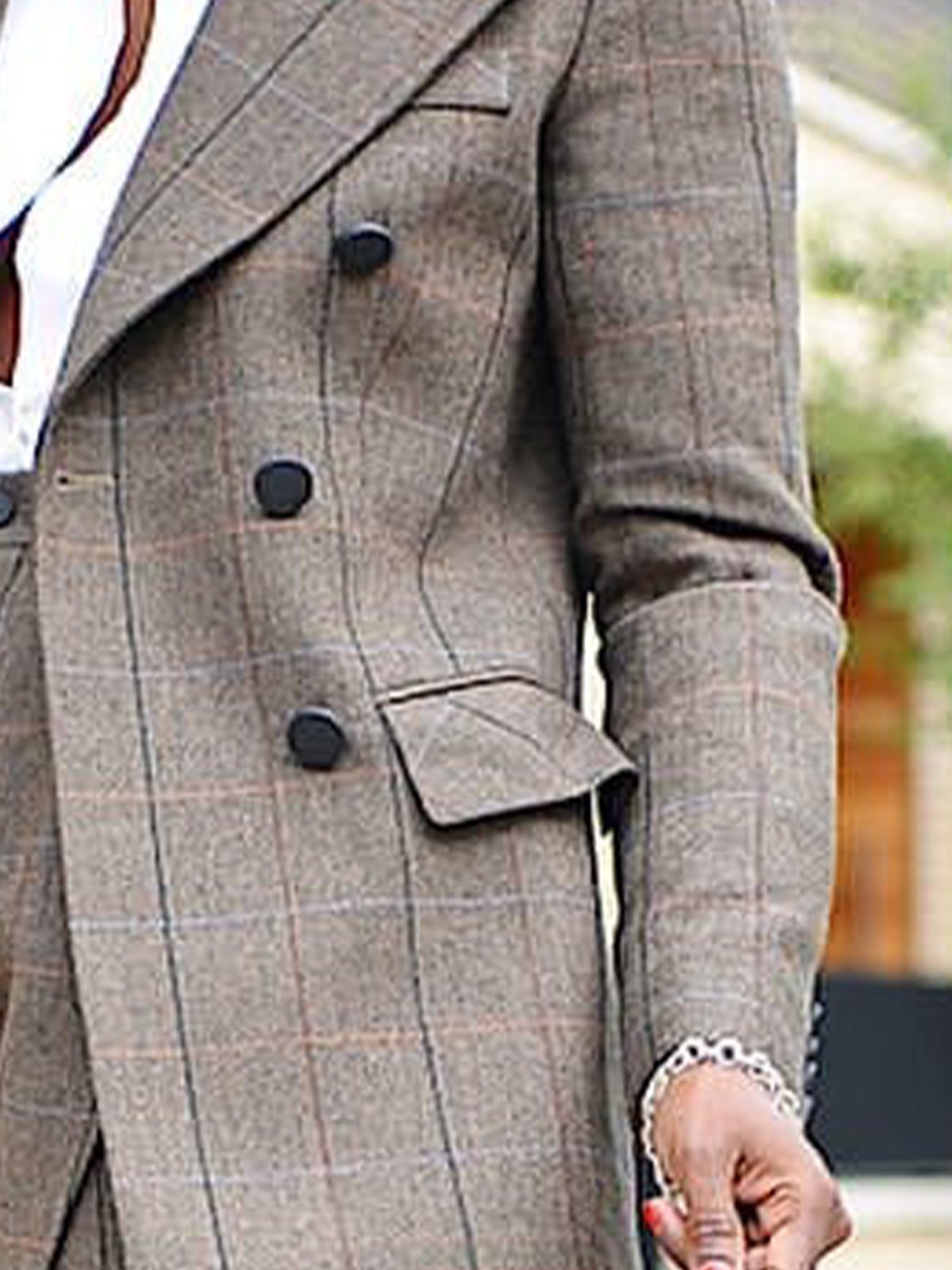 Lapel Collar Regular Fit Plaid Urban Blazer