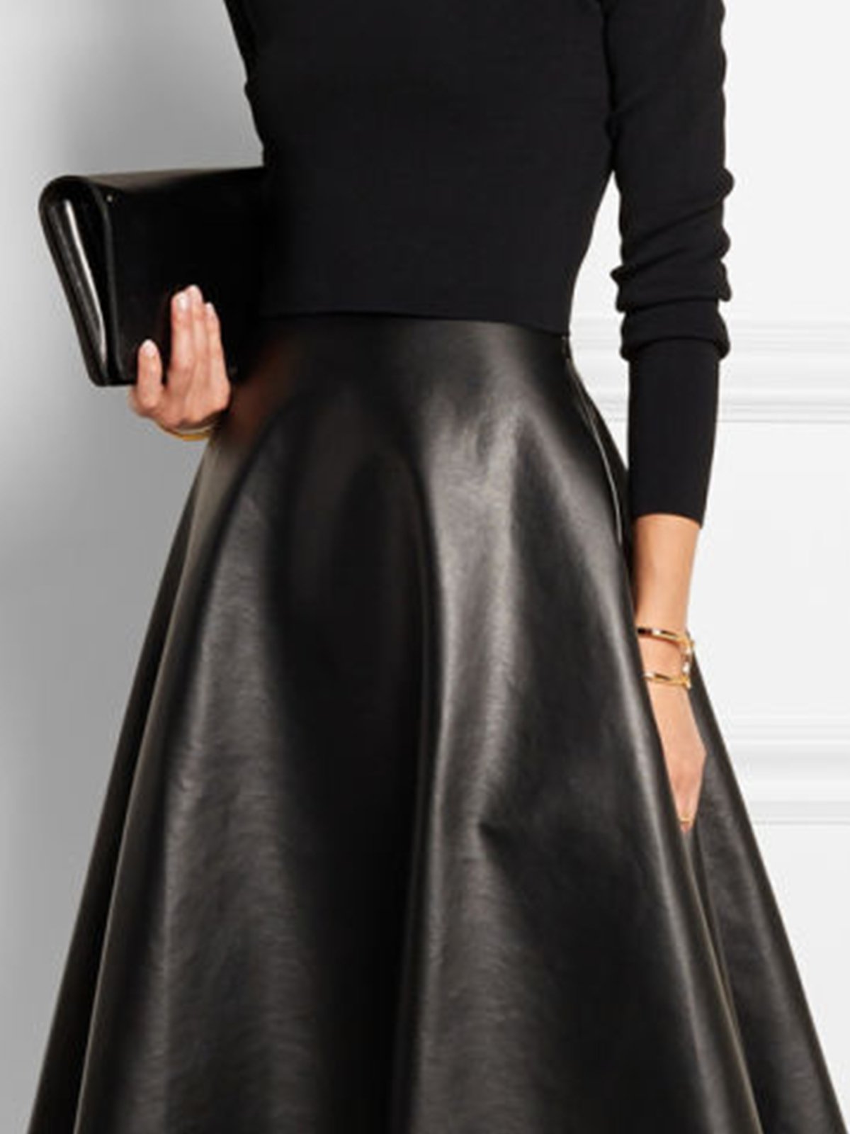 Urban  Simple Pu  Plain  Umbrella Skirt