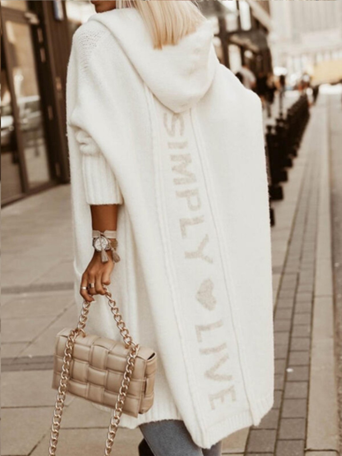 Plus Size Hoodie  Casual Letter Pattern  Sweater Cardigan
