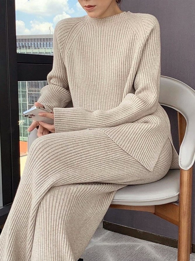 Plus Size Loose Plain Crew Neck Urban Sweater