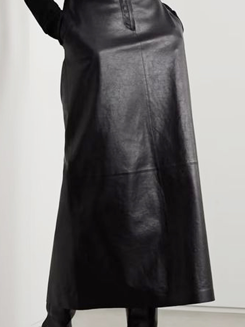 Plain Regular Fit Urban Pu Leather Skirt