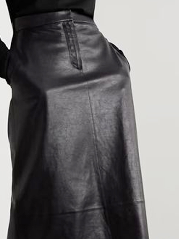 Plain Regular Fit Urban Pu Leather Skirt