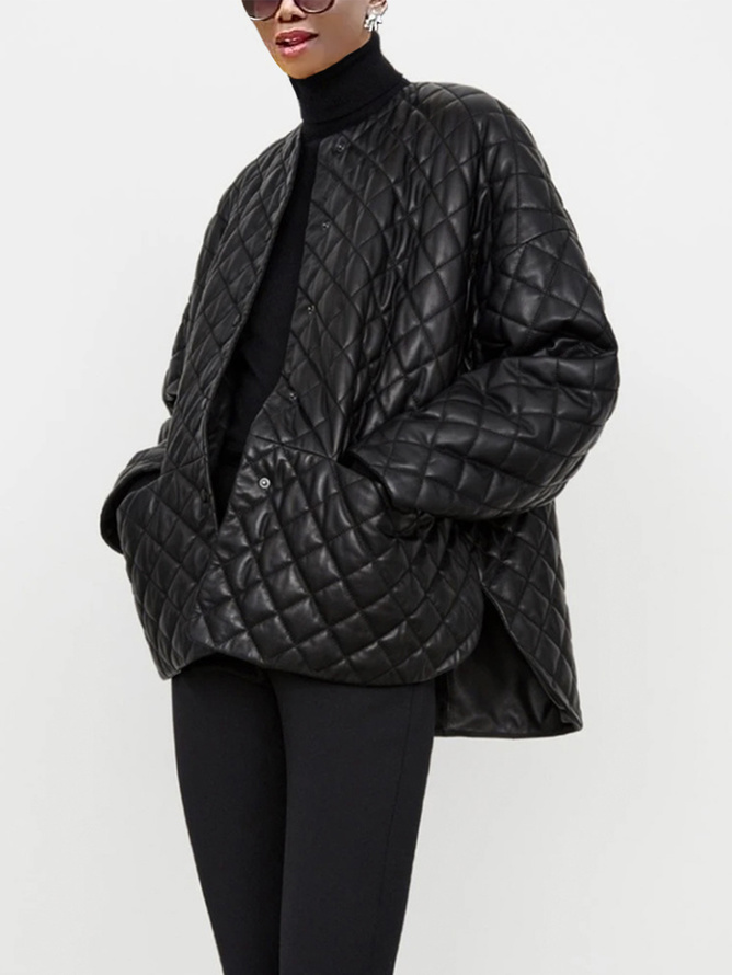 Plus Size Crew Neck Loose Urban Padded Jacket