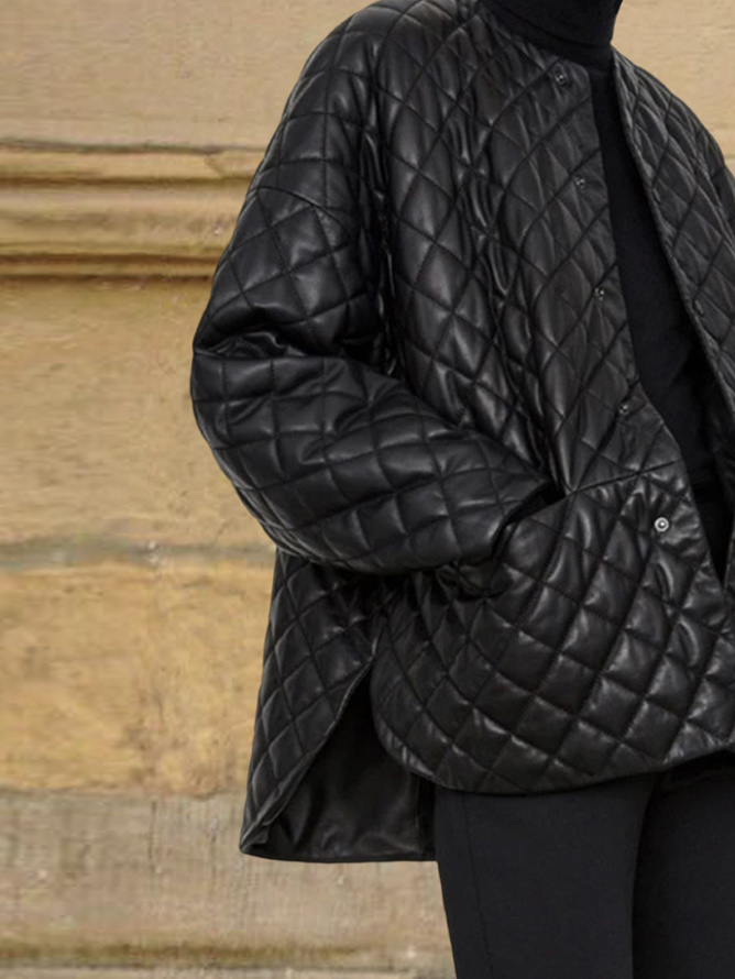 Plus Size Crew Neck Loose Urban Padded Jacket