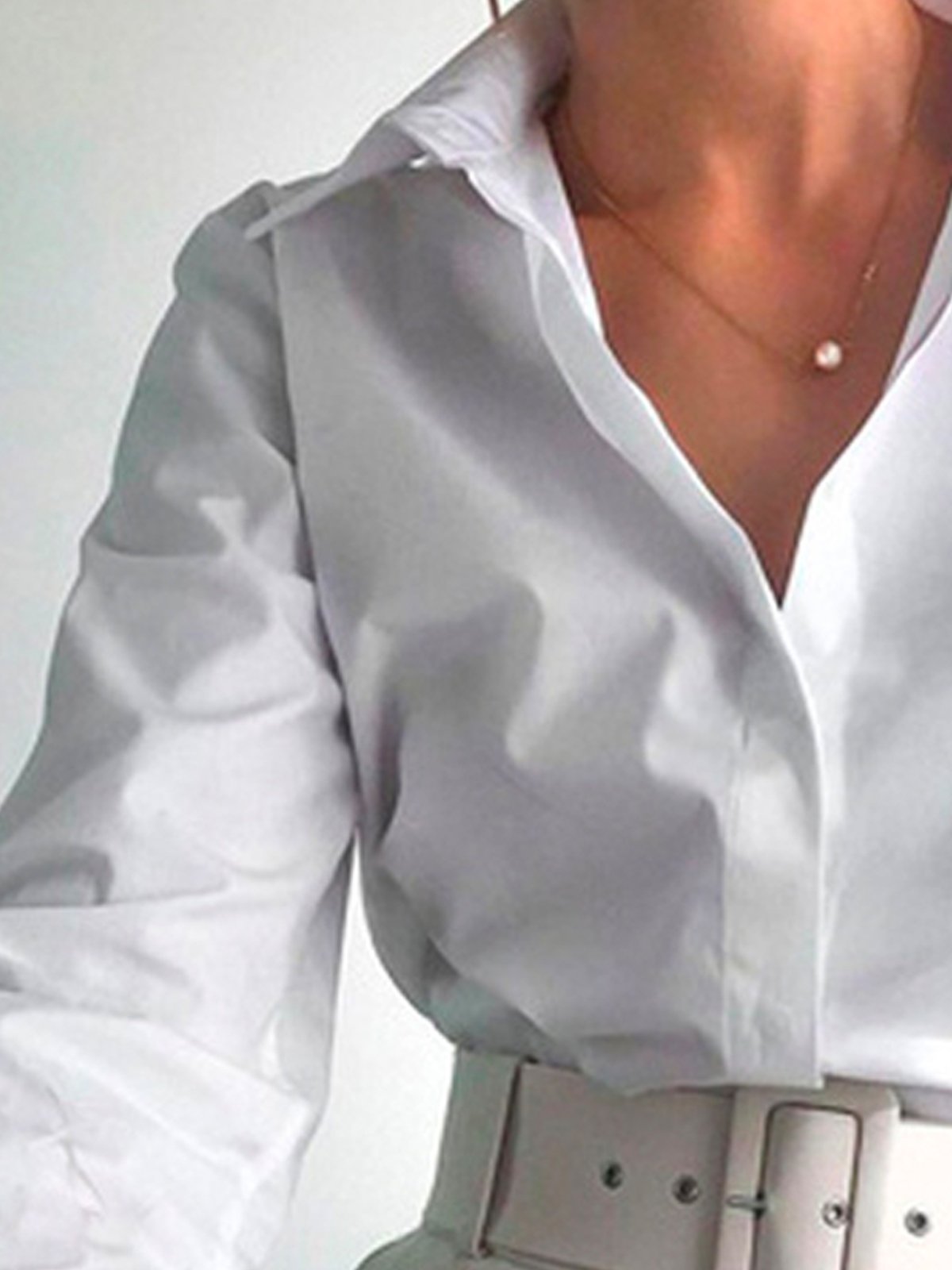 Shirt Collar Urban Regular Fit Long Sleeve Plain Blouse