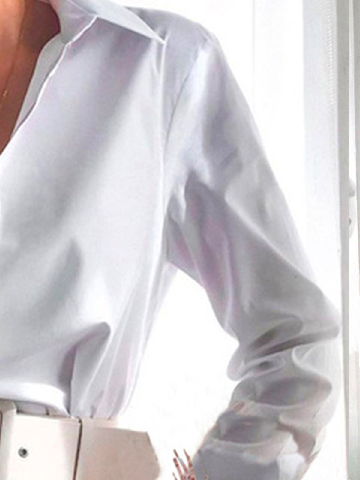 Shirt Collar Urban Regular Fit Long Sleeve Plain Blouse