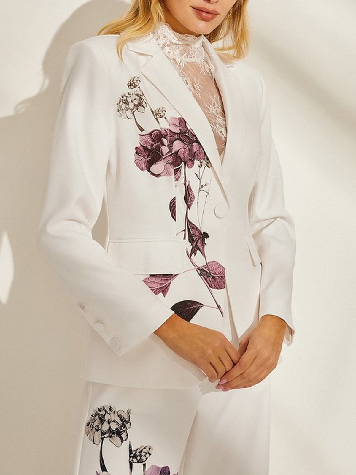 V Neck Floral Urban Blazer