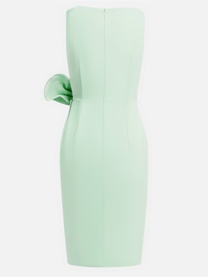 Urban Crew Neck Bow Plain Dress For Women