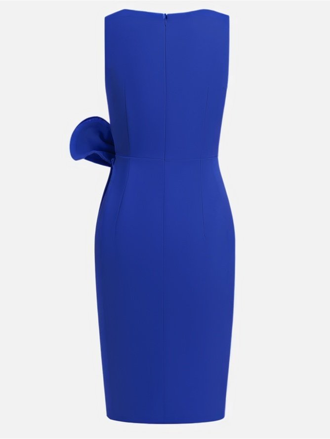 Urban Crew Neck Bow Plain Dress For Women