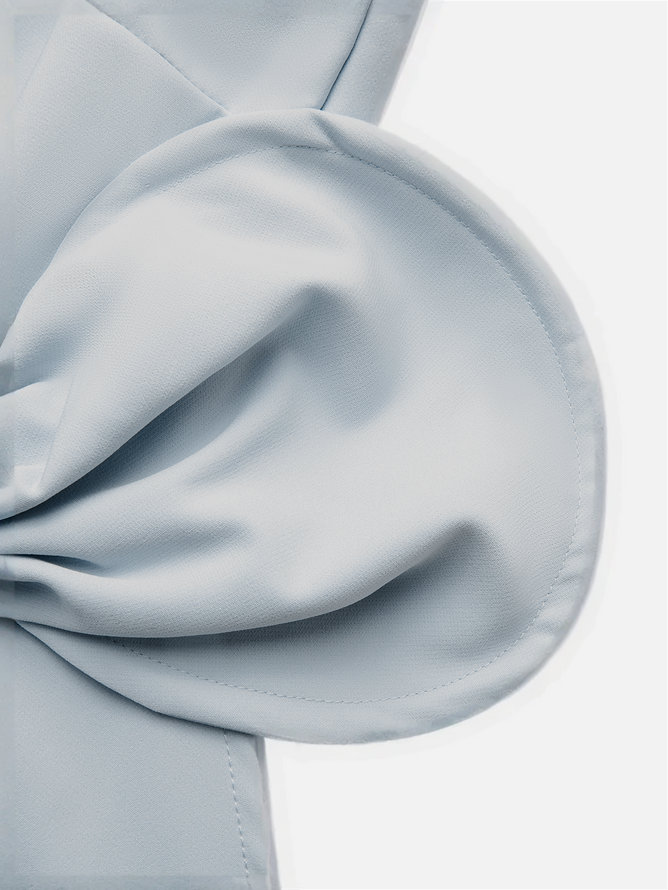 Urban Crew Neck Bow Plain Dress For Women