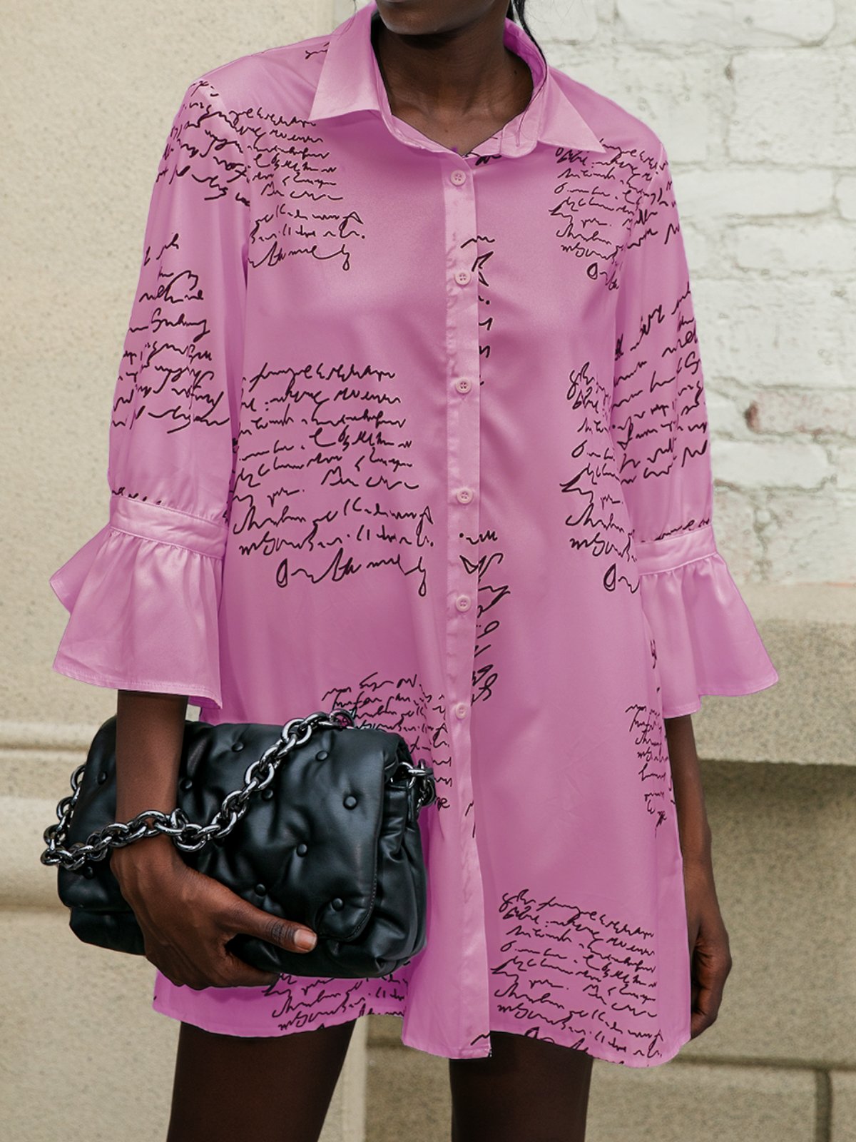 Long Sleeve Elegant Letter  Top