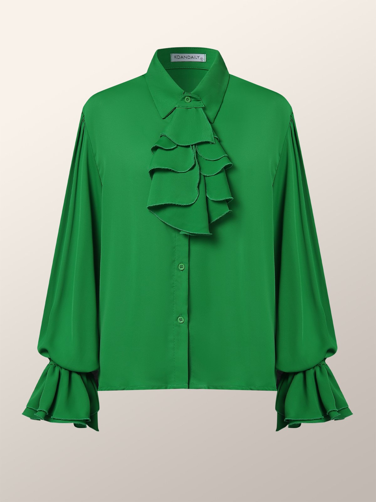 Shirt Collar Elegant  Flouncing  Top