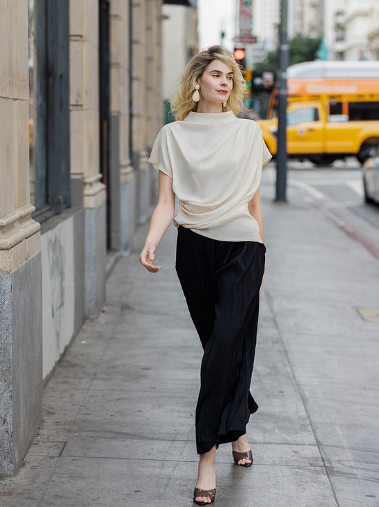 White Daily Plain Simple Short Sleeve Top
