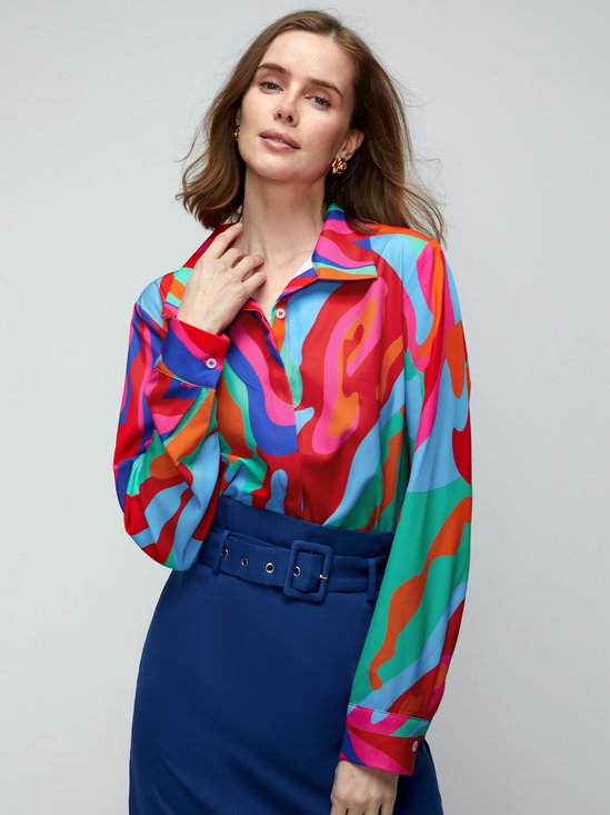 Long sleeve Abstract Regular Fit Urban Blouse