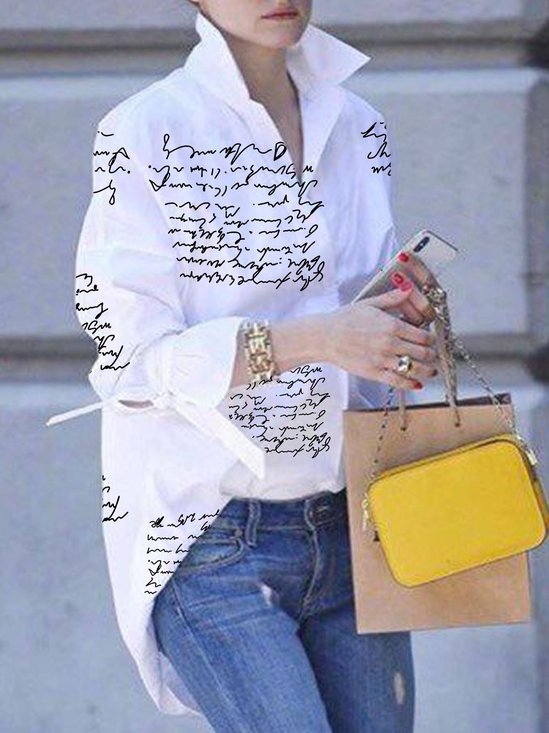Long Sleeve Elegant Letter  Top