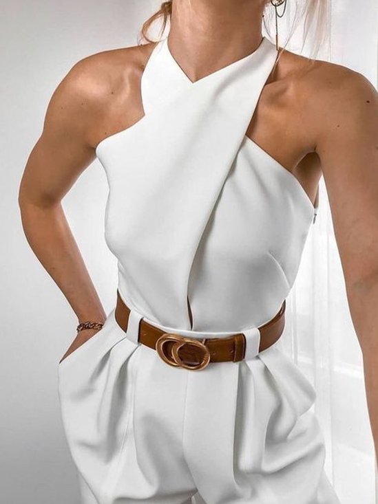 Regular Fit Plain Halter Urban Tank Top