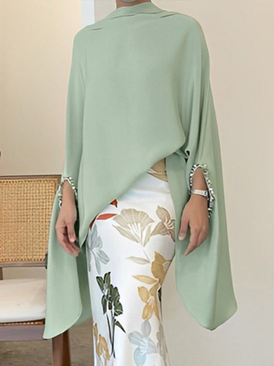 Elegant Long Sleeve  Simple Plain Loose Shirt