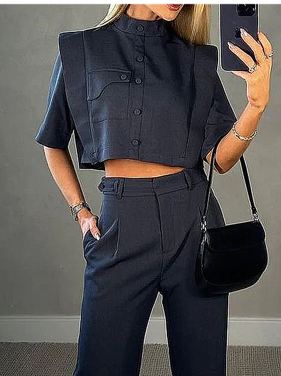Elegant Regular Fit Shirt Collar Blouse