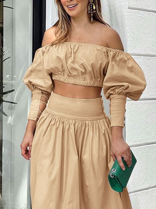 Cold Shoulder Urban Loose Plain Shirt