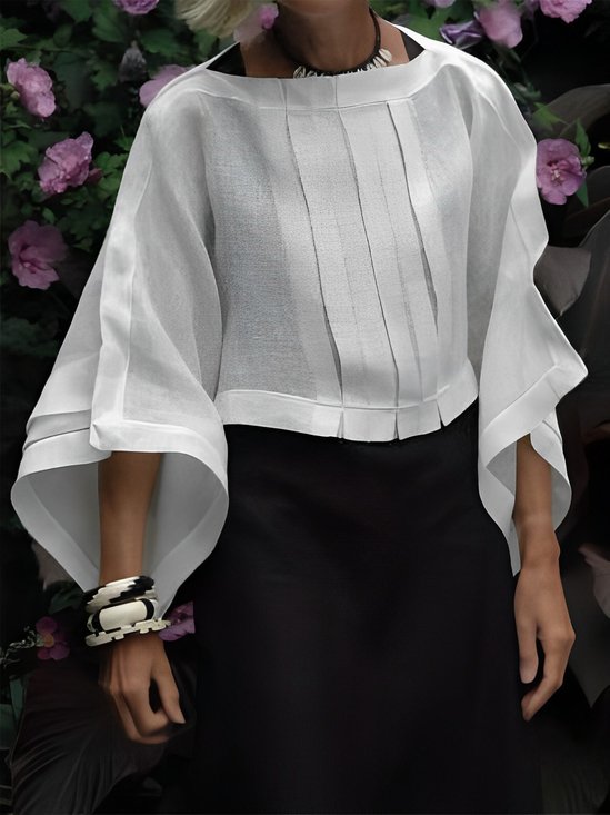 Plain Loose Boat Neck Urban Shirt