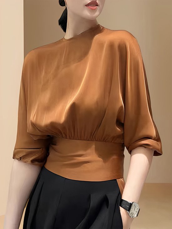 Regular Fit Elegant Plain Crew Neck Shirt