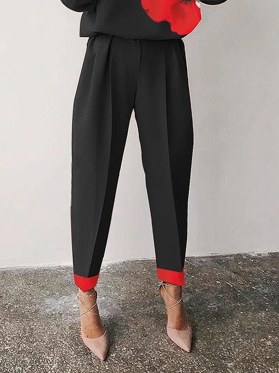 Color Block Regular Fit Urban Fashion Long Pants