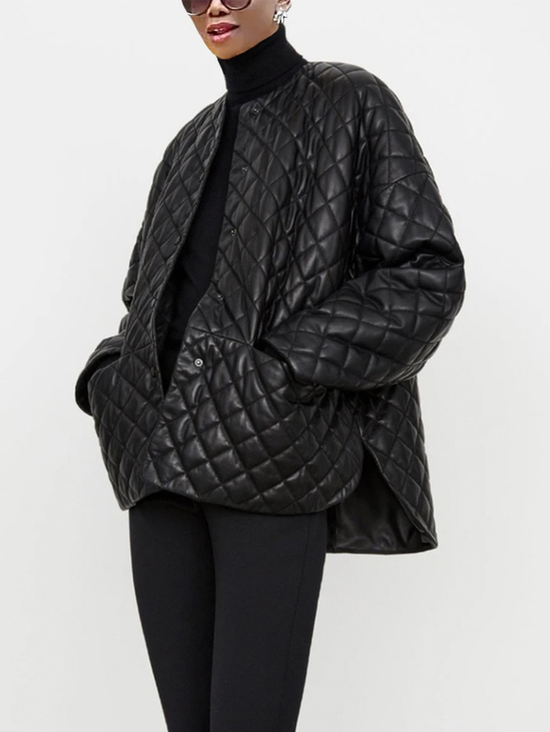 Plus Size Crew Neck Loose Urban Padded Jacket