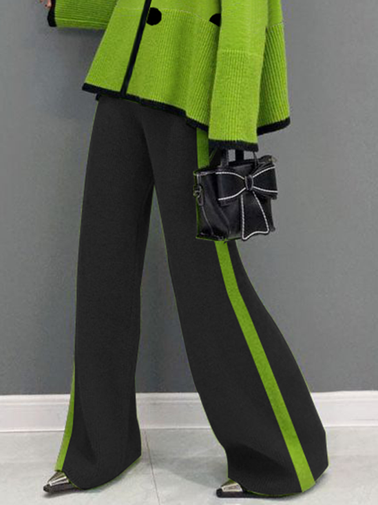 High Elasticity Urban Loose Color Block Long Pants Straight pants