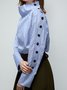 Casual High Neck Striped Long Sleeve Top