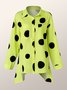 Shirt Collar Polka Dots Shift Elegant Top